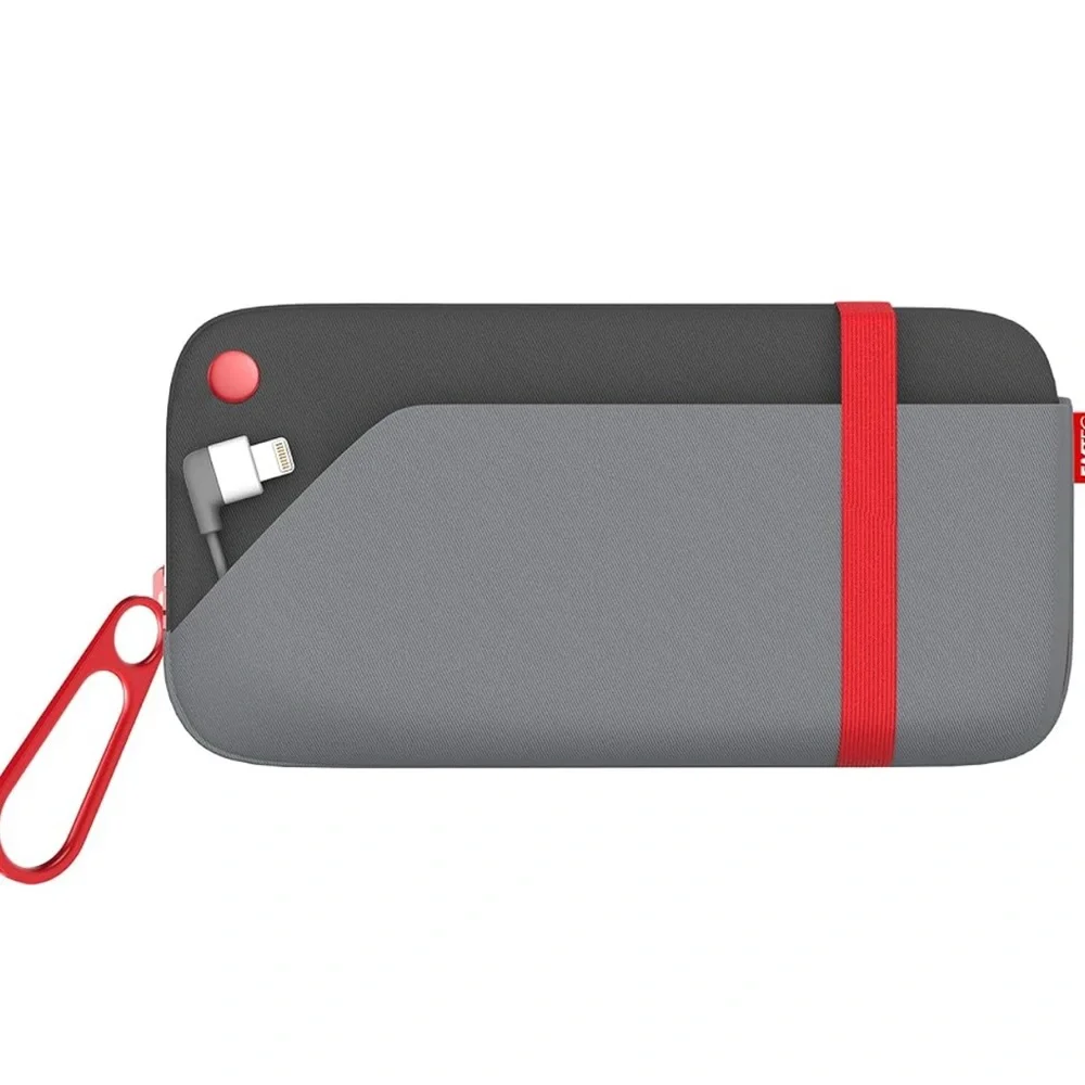 Portable Charging Pouch by EMTEC Gray & Black with Red Accents